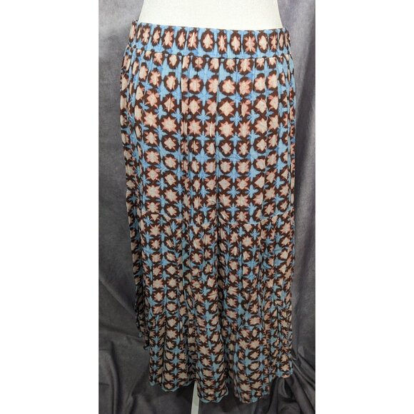 Loft Cottagecore Blue Brown And Pink Abstract Maxi Skirt - Picture 4 of 6